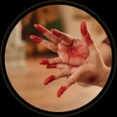 Hands held in a dance mudra